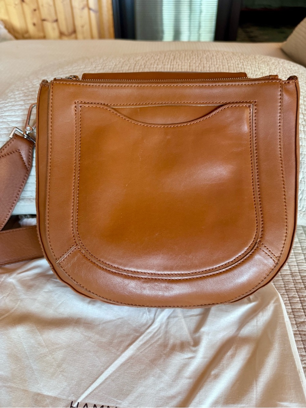 Hammitt Kayce saddle bag crossbody in cognac brown with silver - Picture 15 of 15